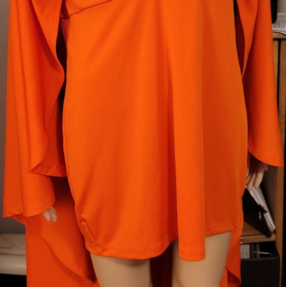 Orange mini dress with cape style back - Picture 4 of 4